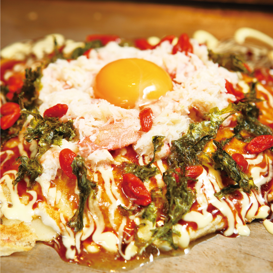 吉田店長の紅ズワイガニのお好み焼き Umekiki おいしいをめききする